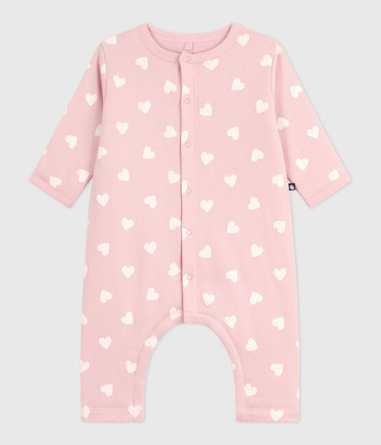 Mono de algodón enguatado con estampado de corazones para bebé rosa JOLI/ MILK