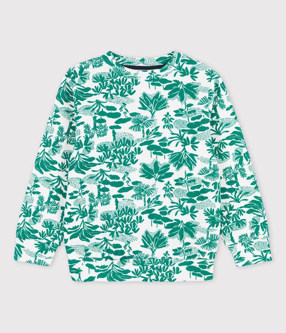 Sudadera de muletón de niño blanco MARSHMALLOW/verde GAZON