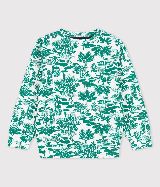 Sudadera de mulet&oacute;n de ni&ntilde;o blanco/verde