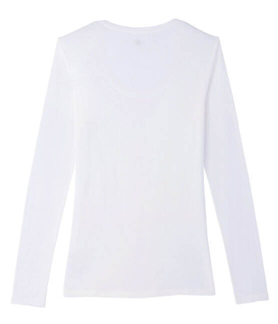 Camiseta manga larga de algodón ligero para mujer blanco MARSHMALLOW