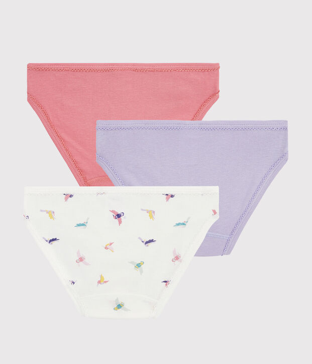 Juego de 3 braguitas con estampado de p&aacute;jaro de ni&ntilde;a peque&ntilde;a multicolor