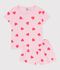 Pijama corto infantil de algod&oacute;n con estampado de corazones rosa/naranja