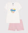 Pijama corto infantil de algodón blanco MARSHMALLOW/rosa CHARME