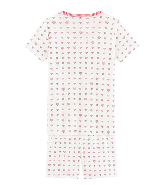 Pijama corto de corte muy ajustado para niña blanco MARSHMALLOW/blanco MULTICO