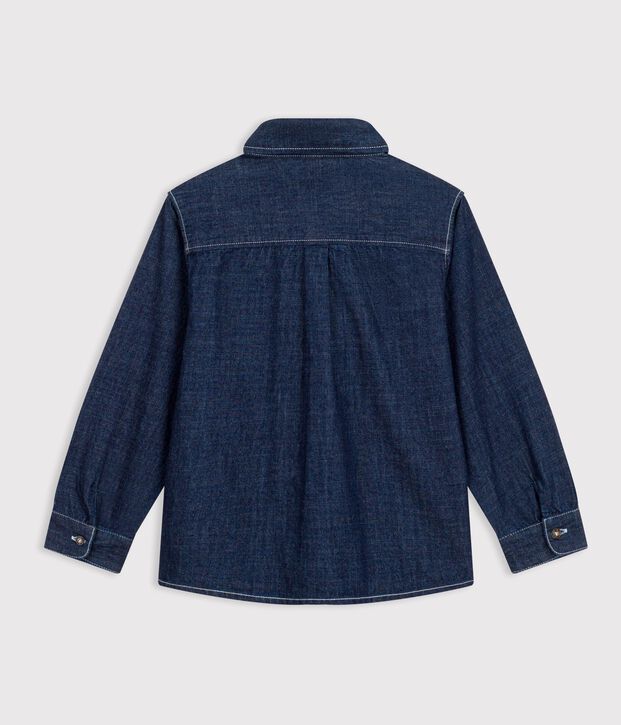Camisa infantil denim lisa azul