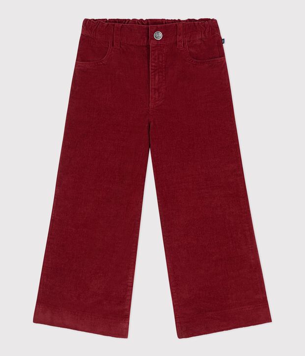 Pantal&oacute;n ancho infantil de terciopelo liso rojo
