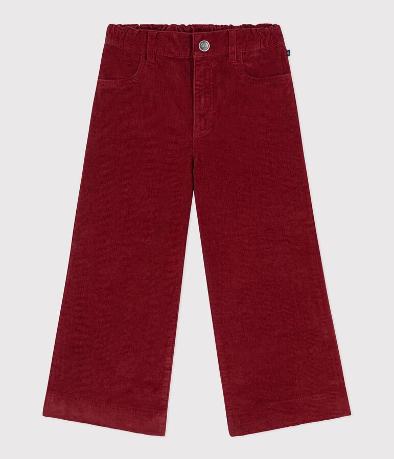 Pantal&oacute;n ancho infantil de terciopelo liso rojo