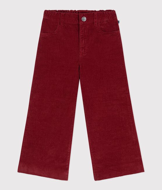 Pantalón ancho infantil de terciopelo liso AMARANTE