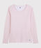 Camiseta de lana y algodón para mujer rosa CHARME/blanco MARSHMALLOW