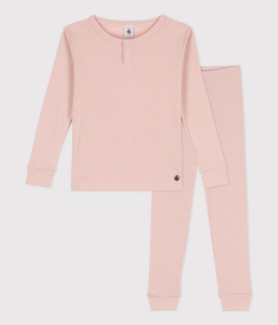 Pijama liso de algodón y lyocell para niño/niña rosa SALINE