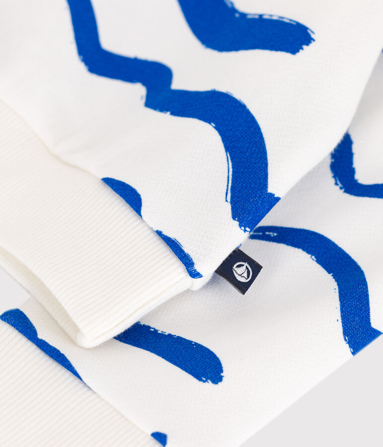 Sudadera de algod&oacute;n con estampado de tibur&oacute;n para beb&eacute; blanco/azul