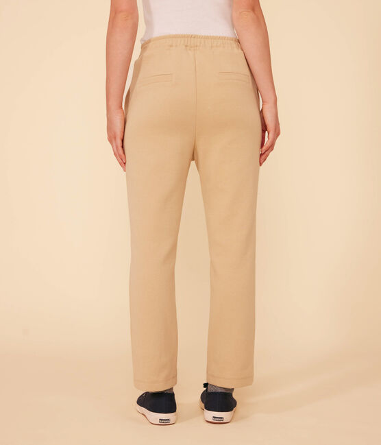 Pantalón de algodón mujer beige FACILE