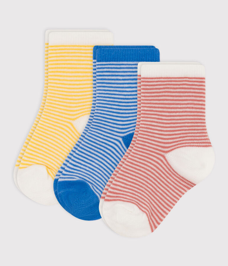 Juego de 3 pares de calcetines para beb&eacute; multicolor