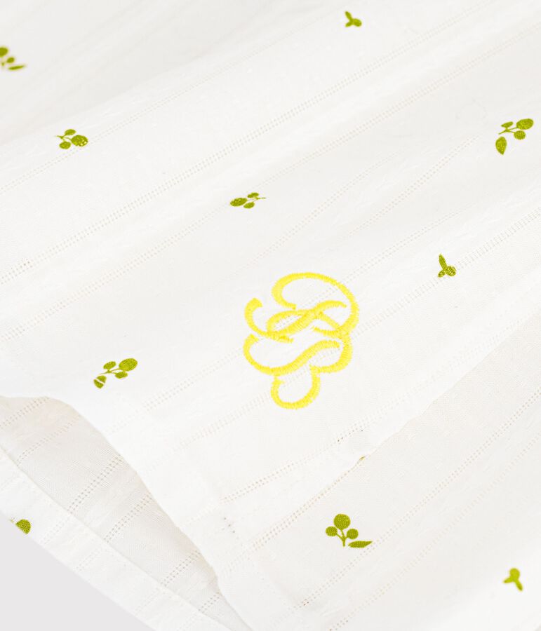 Blusa infantil sin mangas de algod&oacute;n con estampado de flores blanco/verde