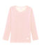 Camiseta infantil de manga larga en lana y algodón rosa CHARME/blanco MARSHMALLOW
