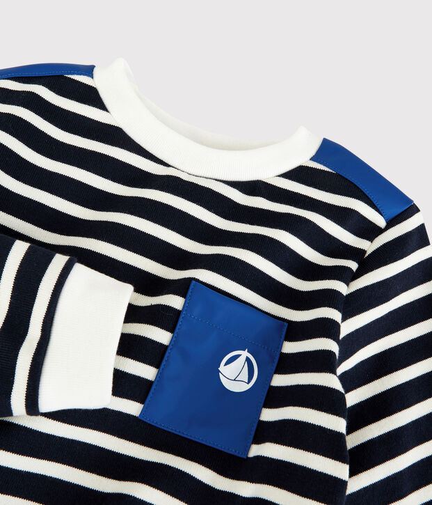 Sudadera de punto de ni&ntilde;o azul/blanco