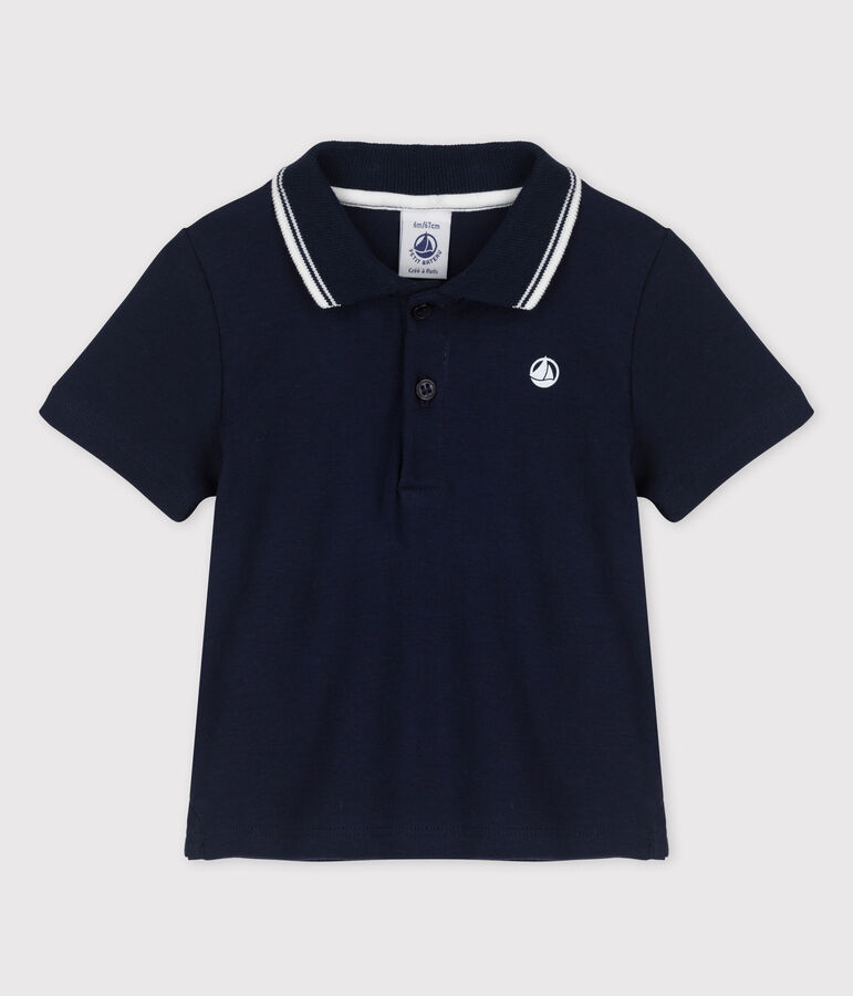 Polo de manga corta de canal&eacute; de beb&eacute; ni&ntilde;o azul