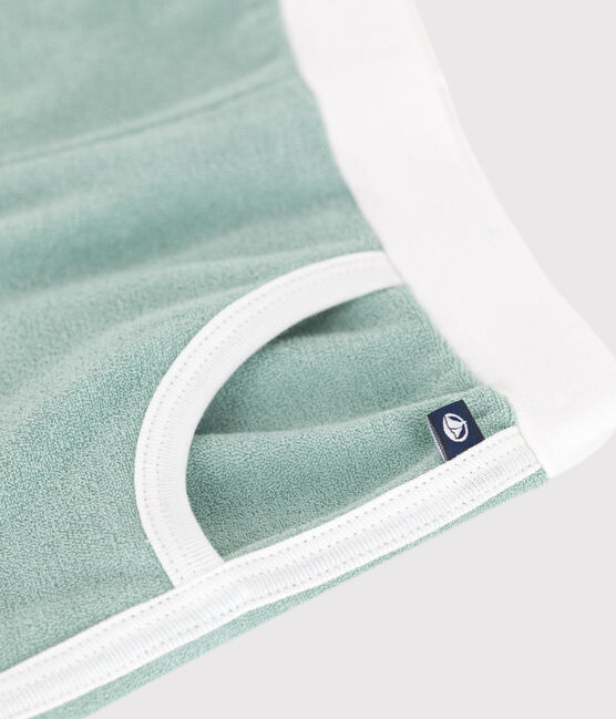Shorts infantiles de rizo de algodón liso verde PAUL