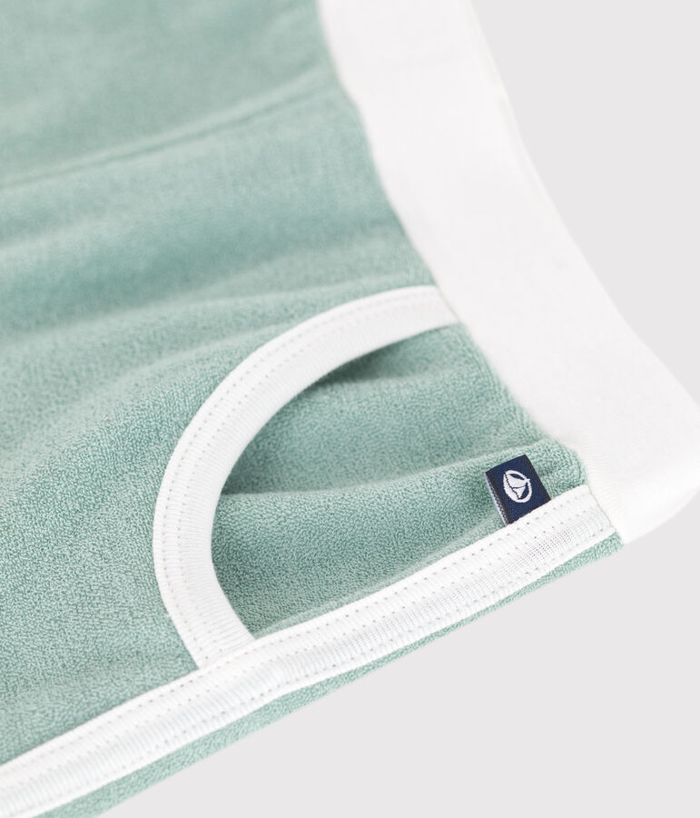 Shorts infantiles de rizo de algod&oacute;n liso verde PAUL