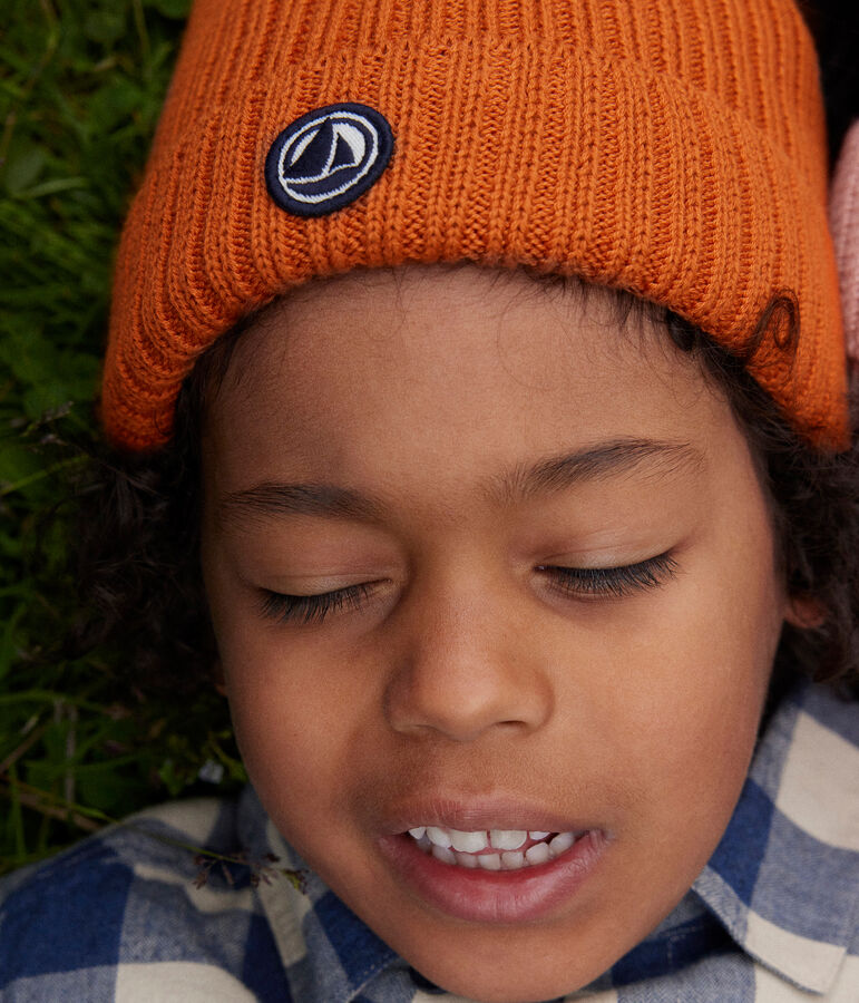 Gorro de punto con forro de tejido polar de ni&ntilde;o/ni&ntilde;a marron