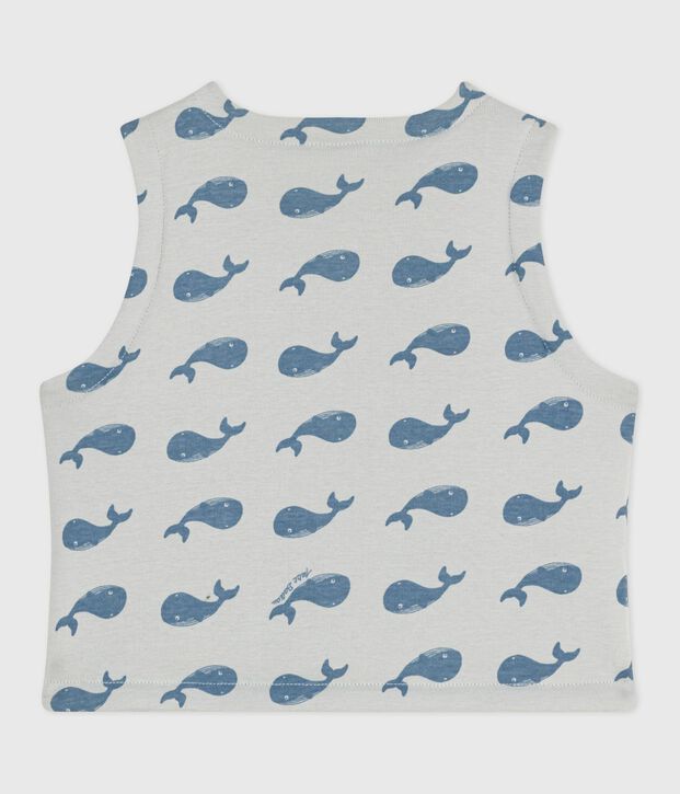 Chaleco reversible de algod&oacute;n con estampado de ballenas para beb&eacute; azul/azul
