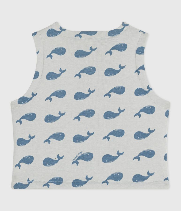 Chaleco reversible de algod&oacute;n con estampado de ballenas para beb&eacute; azul/azul