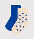 Juego de 2 pares de calcetines de punto de algodón con estrellas para bebé