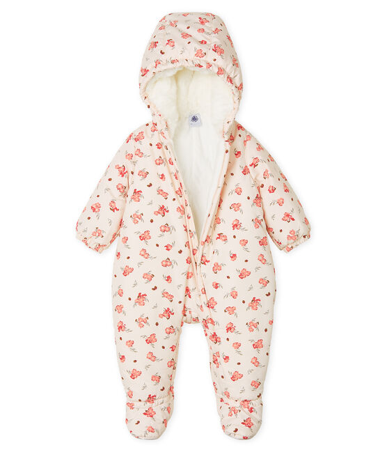 Buzo estampado de microfibra para bebé niña rosa FLEUR/blanco MULTICO