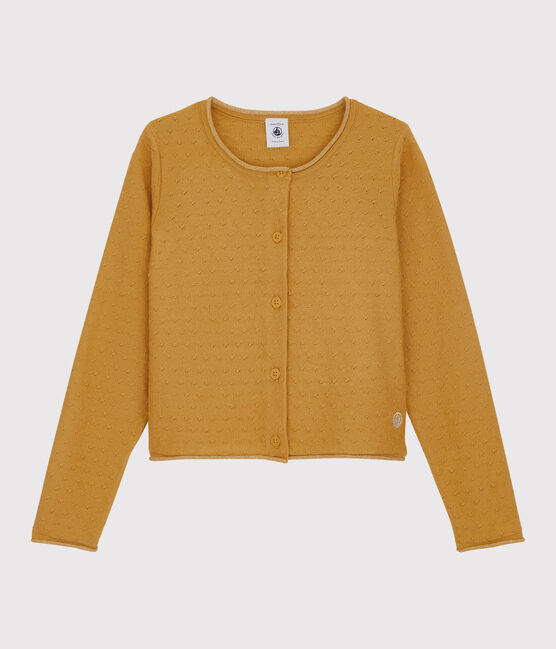 Cárdigan de lana y algodón para niña amarillo BOUDOR