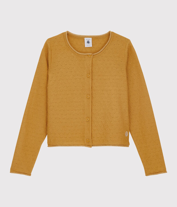 C&aacute;rdigan de lana y algod&oacute;n para ni&ntilde;a amarillo