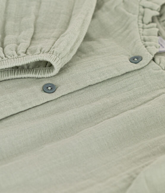 Blusa de gasa de algodón para niña verde HERBIER