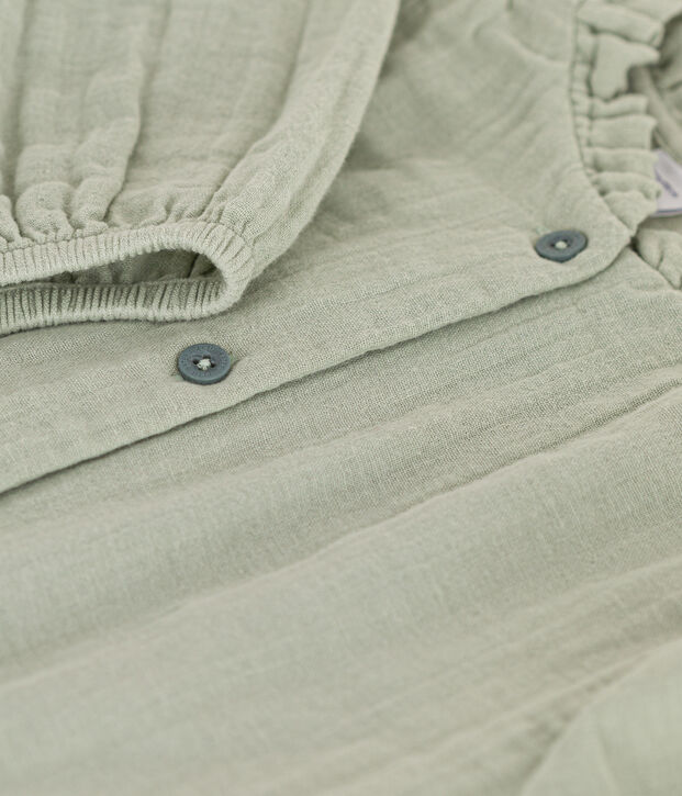 Blusa de gasa de algod&oacute;n para ni&ntilde;a verde