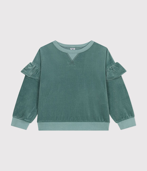 Sudadera lisa de rizo aterciopelado de niña verde BRUT