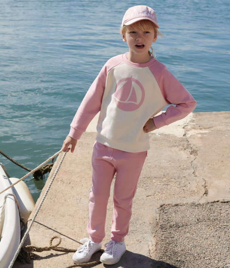 Sudadera infantil unisex de algod&oacute;n rosa CHARME/blanco MULTICO