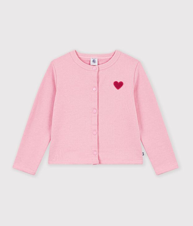 C&aacute;rdigan infantil liso de algod&oacute;n rosa