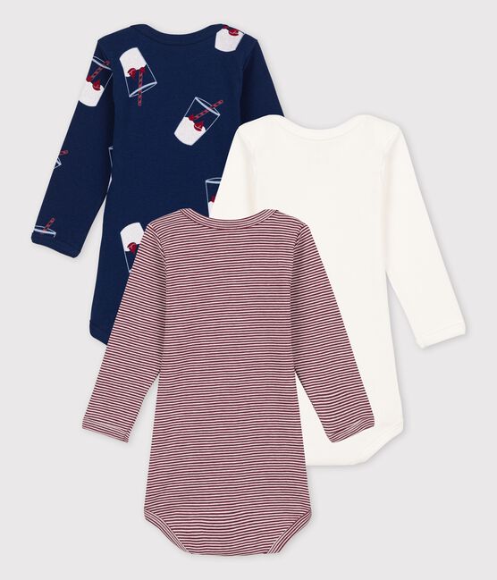 Juego de 3 bodis de bebé de algodón orgánico Tajinebanane x Petit Bateau variante 1