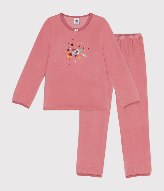 Pijama infantil liso de terciopelo rosa ROSEWOOD