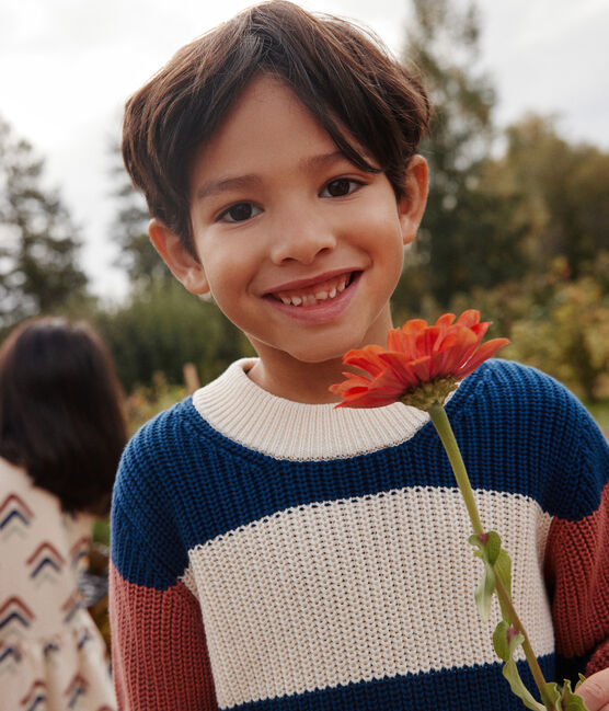 Jersey de algodón infantil a rayas blanco AVALANCHE/ MULTICO