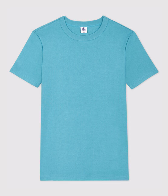 Camiseta de cuello redondo emblemática de algodón de mujer azul MIROIR