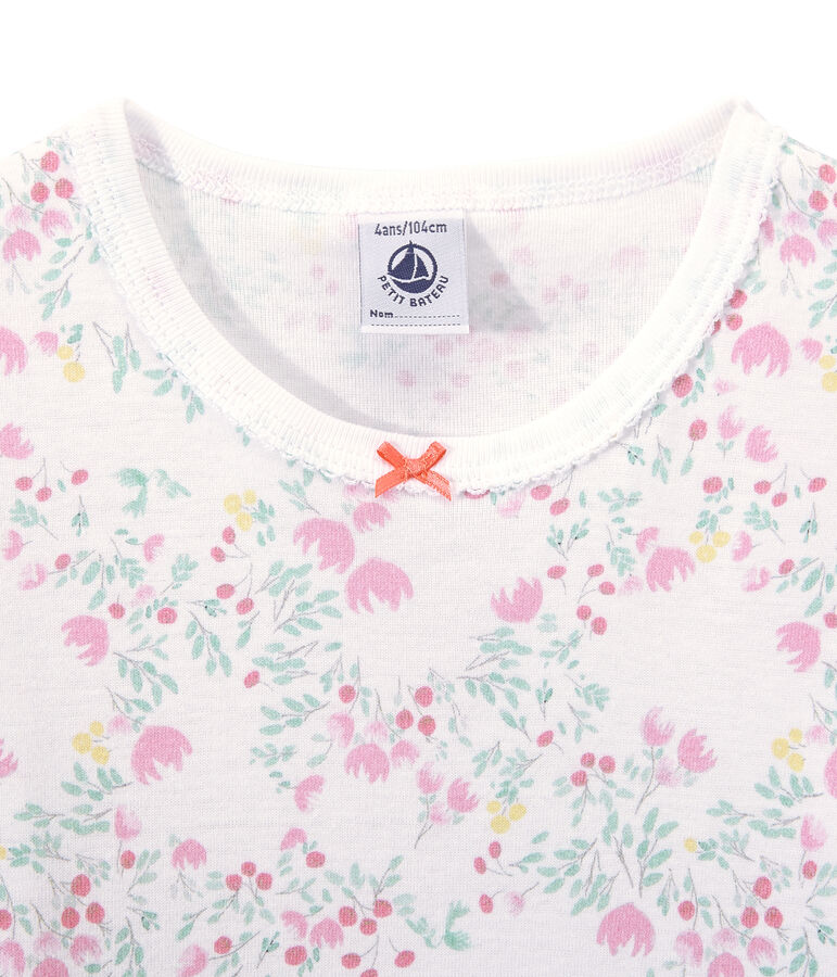 Camis&oacute;n de manga larga estampado para ni&ntilde;a blanco/multicolor
