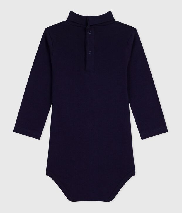 Body de algod&oacute;n liso con cuello vuelto para beb&eacute; SOIR