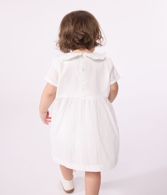 Vestido blanco de algodón, pololo y detalles calados para bebé blanco ECUME