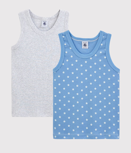 Lote de 2 camisetas de tirantes azul y gris jaspeado de niño variante 1
