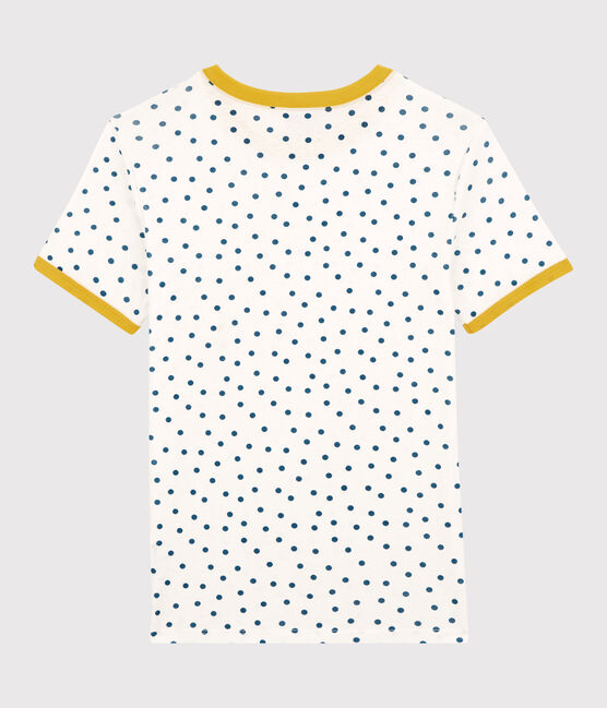 Camiseta de cuello redondo de lunares de algodón de mujer blanco MARSHMALLOW/ MALLARD