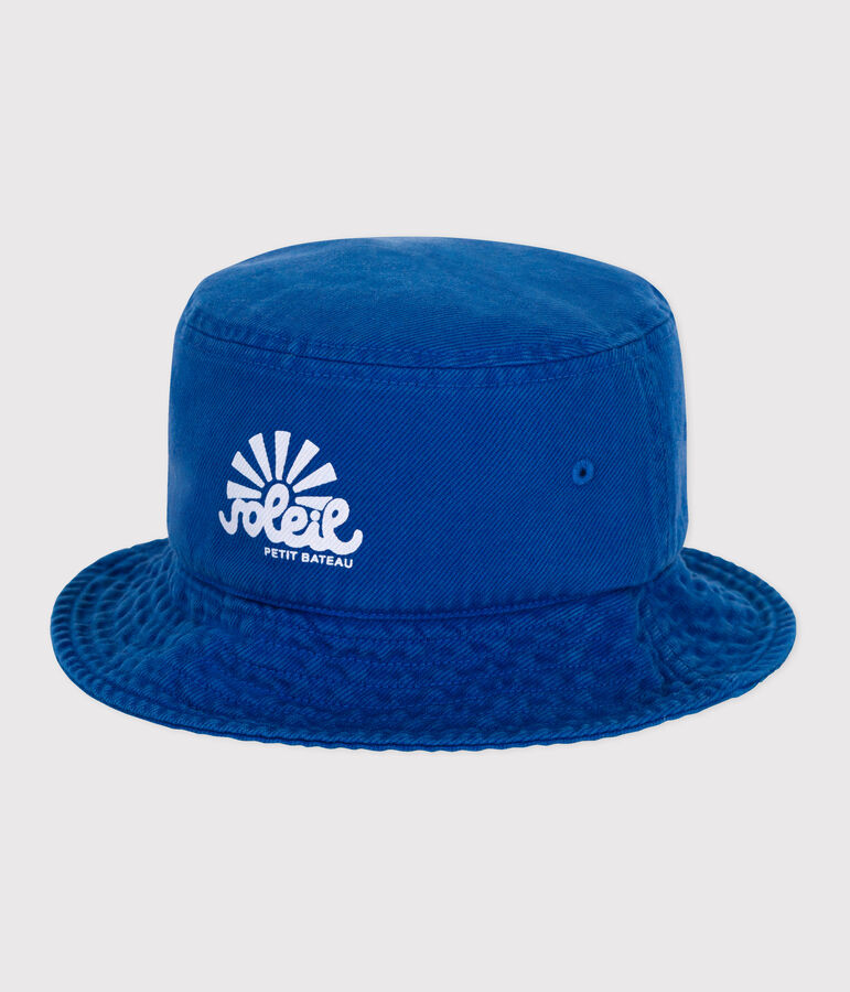 Gorro bucket infantil de algod&oacute;n liso azul