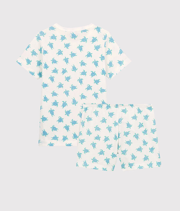 Pijama corto de ni&ntilde;a/ni&ntilde;o de algod&oacute;n blanco/multicolor