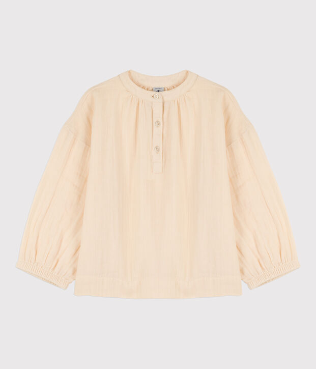 Blusa de gasa de algod&oacute;n de ni&ntilde;a crudo