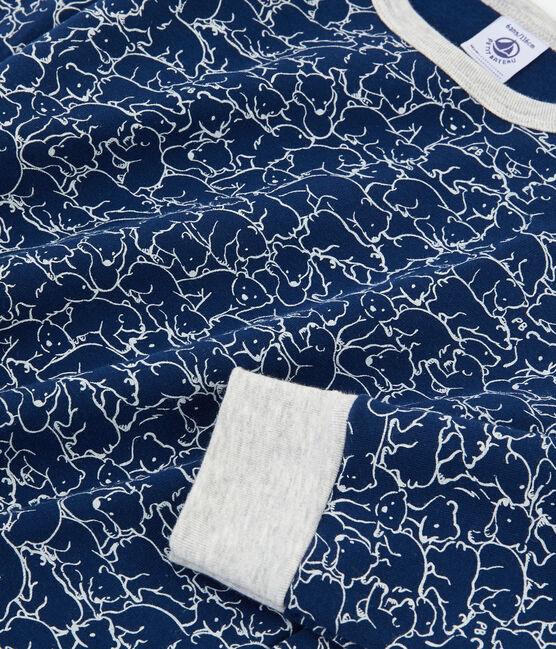 Pijama de felpa para niño azul MAJOR/blanco MARSHMALLOW