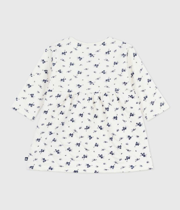 Vestido de algod&oacute;n de manga larga con estampado de flores para beb&eacute; azul/azul