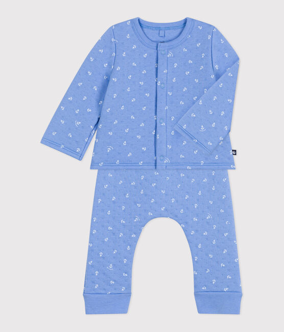 Conjunto de dos piezas de algodón para bebé azul EDNA/blanco MARSHMALLOW